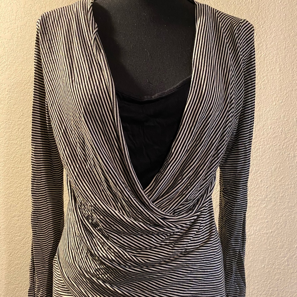 NWOT long sleeve striped cross front top